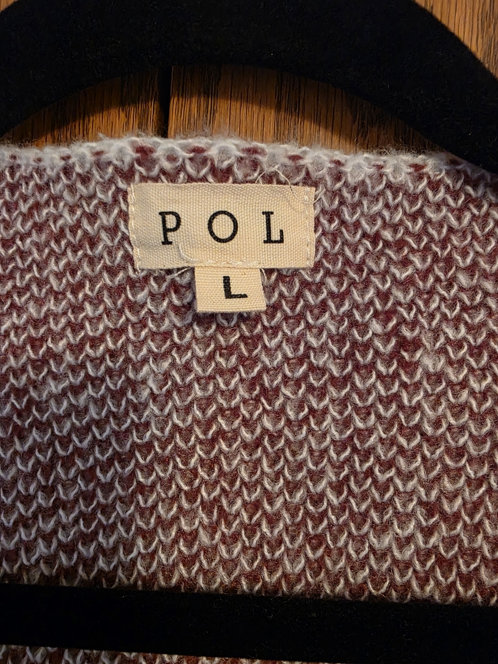 POL Cream & Burgundy Star Checker Knit Cardigan - Picture 2 of 4